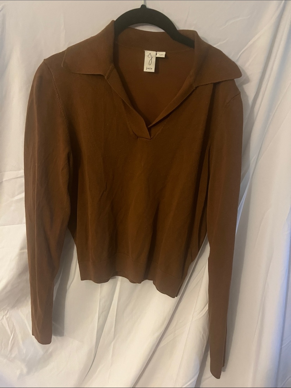 Joie Brown Collared Long-Sleeve Knit Top